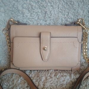 Emma & Sophia mini bag cream leather wallet purse with crossbody chain strap